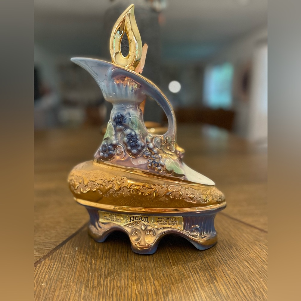 1977 empty Jim Beam liquor bottle